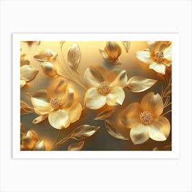 Gold Flowers 55 Art Print