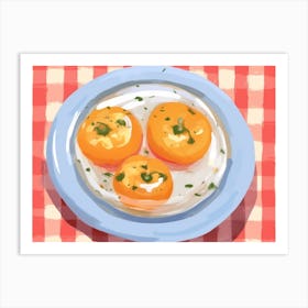 A Plate Of Ripe Tomato, Top View Food Illustration, Landscape 3 Art Print