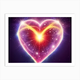 A Colorful Glowing Heart On A Dark Background Horizontal Composition 51 Art Print