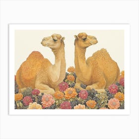 Floral Animal Illustration Camel 3 Art Print