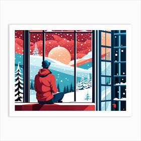 Christmas Window 3 vector art Art Print