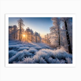 Frost Covered Forest At Dawn 3 Art Print