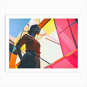 Standing In Front Of Colorful Building Art Print