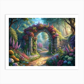 Stone Archway Entrance To A Flower Garden Art Print