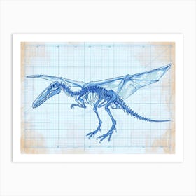 Pteranodon Dinosaur Blue Print Inspired Art Print