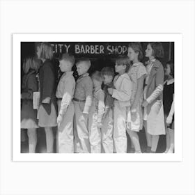 Schoolchildren Waiting In Line To Go To The Movies, San Augustine, Texas By Russell Lee Art Print