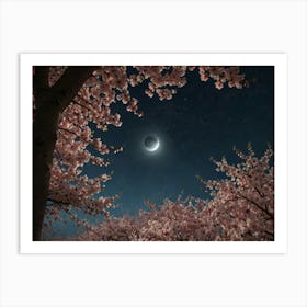 Eclipse Over Cherry Blossoms Art Print