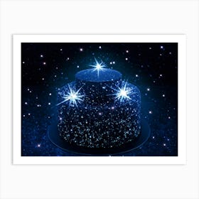 Abstract Illustration Of A Bright Blue And Black Double Star Radiating A Glow With A Pattern Of Twi 2 1 Art Print