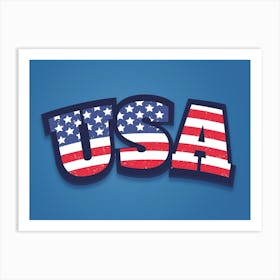 Usa Flag in vintage style. Art Print