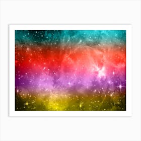 Yellow, Violet, Red, Teal Galaxy Space Background Art Print