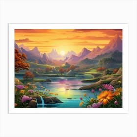 Landscape With Flowers Art Print