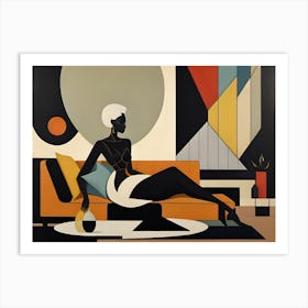 Woman Sitting On A Couch Art Print