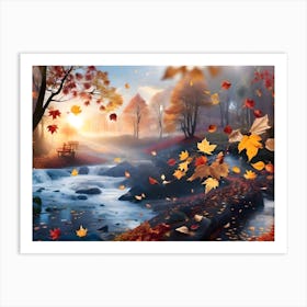 Autumn Leaves In The Forest Art Print