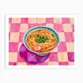 Pho Soup Pink Checkerboard 4 Art Print