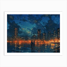 Night City Skyline Art Print