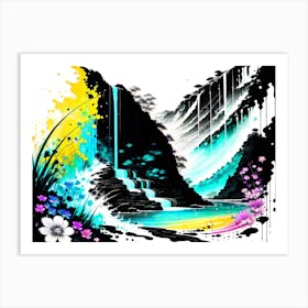 Waterfall Painting Art Print