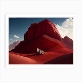 Solitary Rock Mountain In The Crimson Desert Art Print