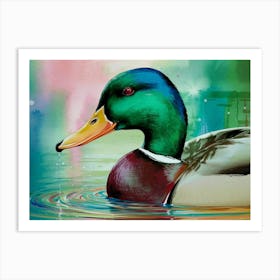 Duck In Water Art Print