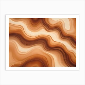 Abstract Background Of Swirling, Flowing Lines And Colors In Shades Of Brown And Beige, Resembling Marble Or Agate Art Print