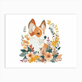 Little Floral Dog 3 Art Print
