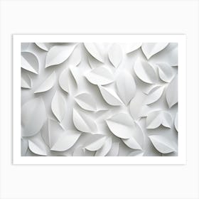 White Geometric Leaves 3d Art Print