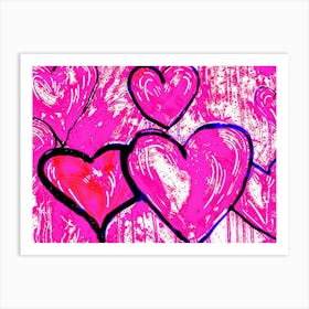 Pink Hearts Art Print