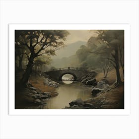 Bridge Over Stream Painting Art Print