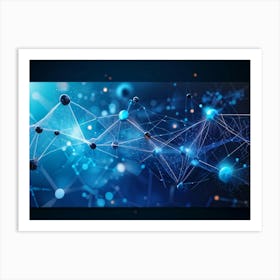 Abstract Digital Banner Featuring Interconnected Data Points Symbolizing An Ai Network Three Dimens (4) Art Print