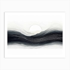 Black And White Waves, Produce A Monochromatic Abstract Artwork Overlapping Squares And Rectangles Art Print