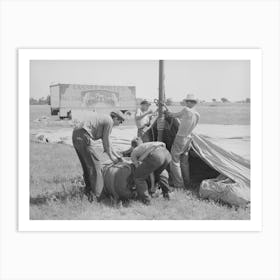 Erecting Tent For Lasses White Show, Sikeston, Missouri By Russell Lee Art Print