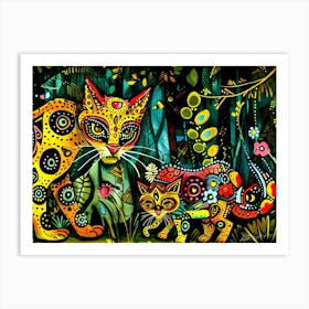 Serengeti Wild Cat 3 - Serengeti Cat Batik Art Print