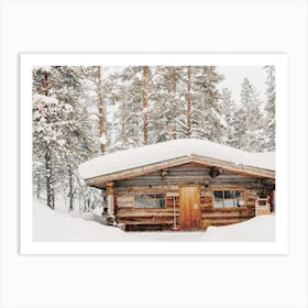 Snowy Winter Cabin Art Print