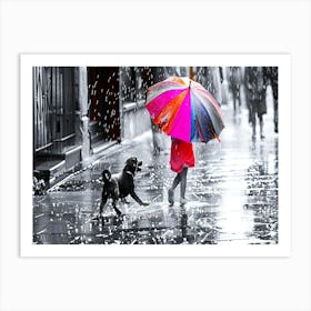 Girl In The Rain - Rainy Weather Art Print