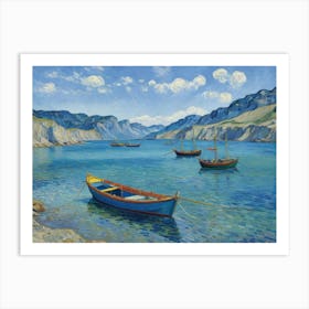 Boats In The Bay Art Print