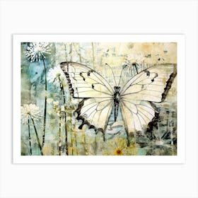 Butterfly On Dandelions Art Print