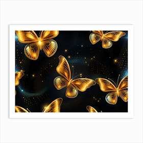 Golden Butterflies 23 Art Print