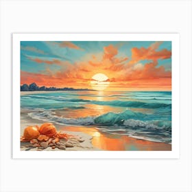 Sunset At The Beach 38 Art Print