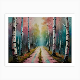 Birch Tree Road Art Print