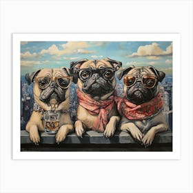 Elegant Pugs 3 Art Print