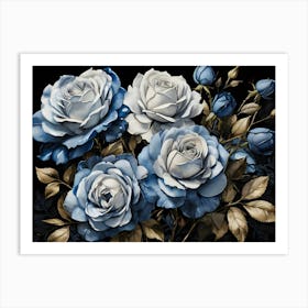 Default A Stunning Watercolor Painting Of Vibrant Blue Roses B 0 (1) Art Print