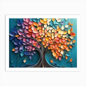 Colorful Tree With Leaves On Hanging Branches 21 Art Print