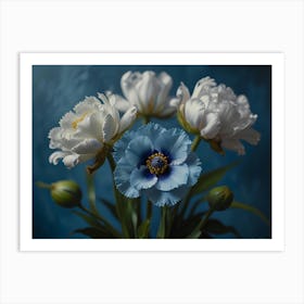 Blue Peonies Art Print