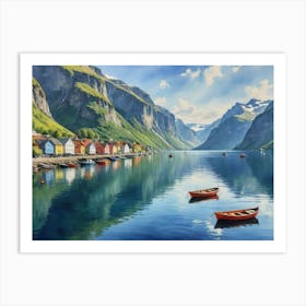 Blue Reflections: The Mountain Lake Fjords Art Print