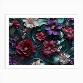 3d Floral Wallpaper 1 Art Print