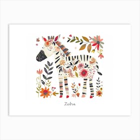 Little Floral Zebra 3 Poster Art Print