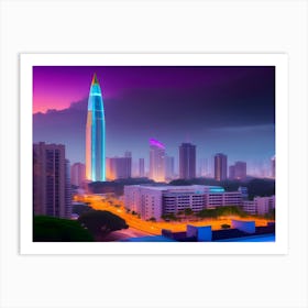 Cityscape At Dusk Art Print