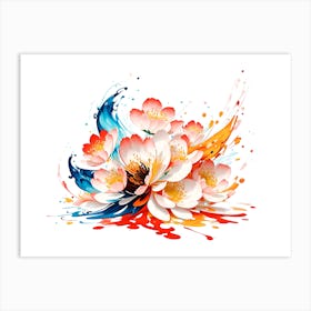 Abstract Paint Splash Flower Arrangement 11 Art Print