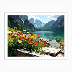 Flowers On The Lake Art Print