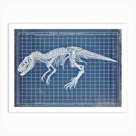 Acrocanthosaurus Dinosaur Skeleton Blueprint 1 Art Print