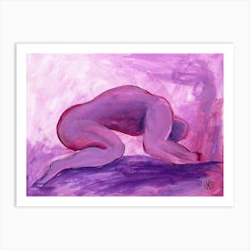 Male Nude Purple 3 - man homoerotic adult mature gay art mauve hand painted figure Art Print